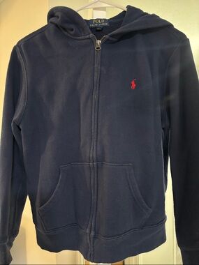Polo by Ralph Lauren Navy Zip-Up Hoodie with Red Pony